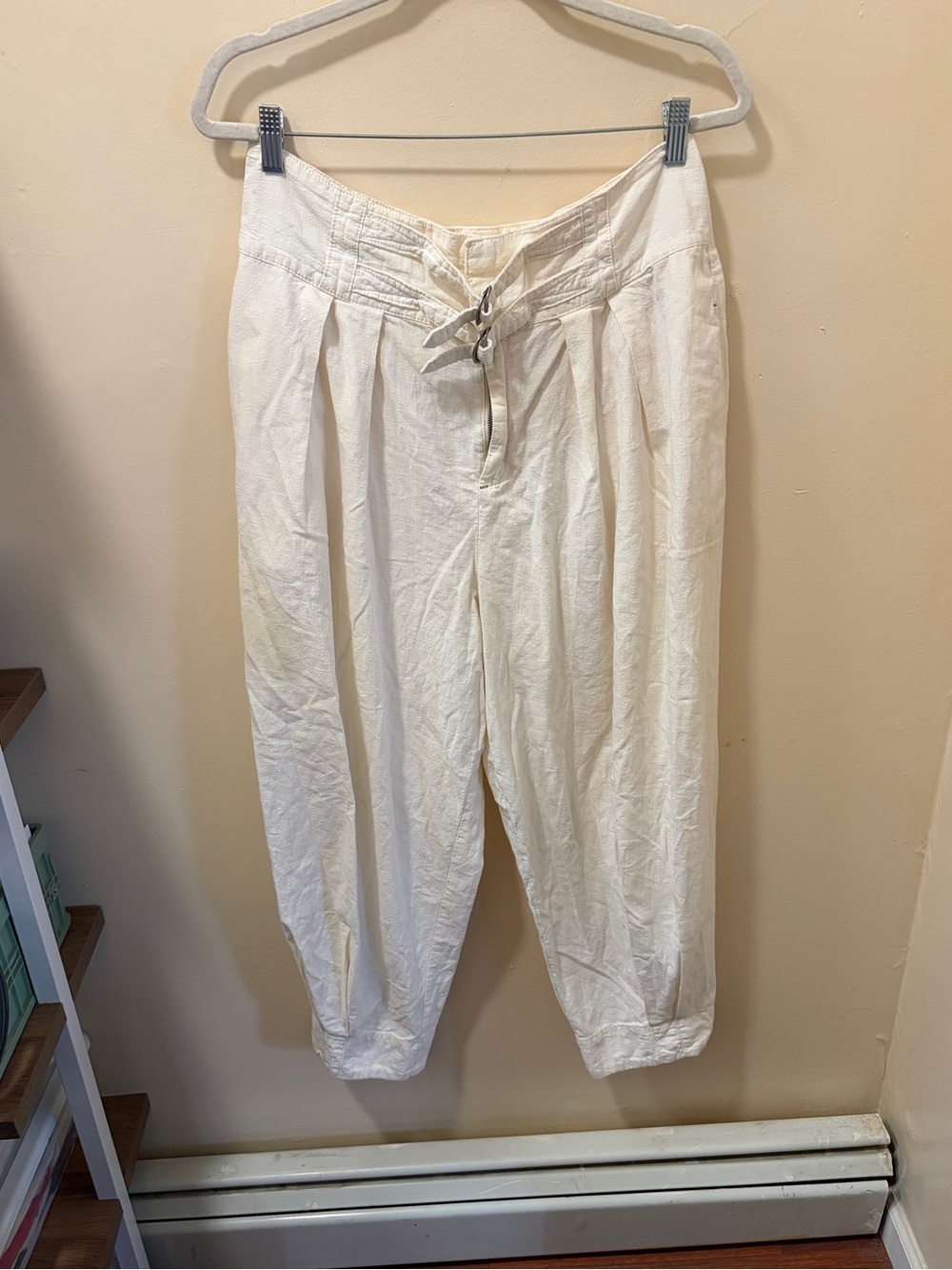 urban outfitters white cotton parachute barrel pants